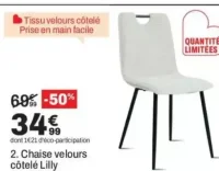 Chaise velours côtelé Lilly