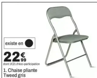 Chaise pliante Tweed gris