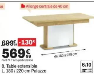 Table extensible L. 180/220 cm Palazzo