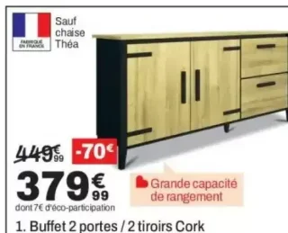 Buffet 2 portes / 2 tiroirs Cork