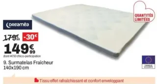 Dreaméa Surmatelas Fraîcheur 140x190 cm