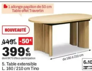 Table extensible L. 160 / 210 cm Tino