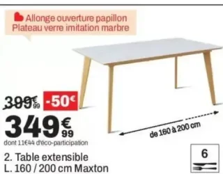 Table extensible L. 160 / 200 cm Maxton