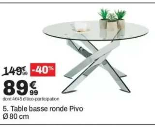 Table basse ronde Pivo Ø 80 cm