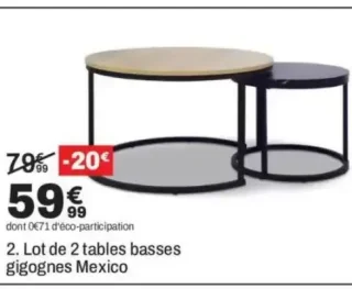 Lot de 2 tables basses gigognes Mexico