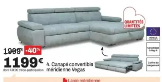 Canapé convertible méridienne Vegas