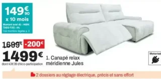 Canapé relax méridienne Jules