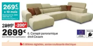 Canapé panoramique droit Cezare