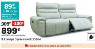 3. Canapé 3 places relax Côme