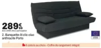 Banquette-lit clic-clac anthracite Porto
