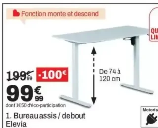 Bureau assis / debout Elevia