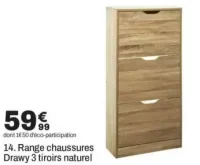 Range chaussures Drawy 3 tiroirs naturel