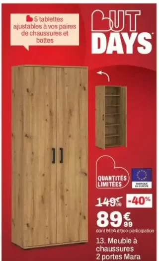 Meuble à chaussures 2 portes Mara