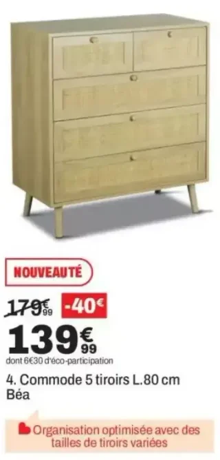 Commode 5 tiroirs Béa