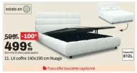 Lit coffre 140x190 cm Nuage