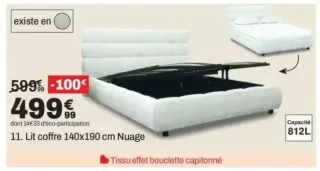 Lit coffre 140x190 cm Nuage