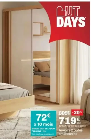 Armoire 2 portes coulissantes Ellie