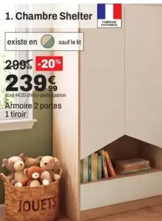 Armoire 2 portes 1 tiroir Shelter