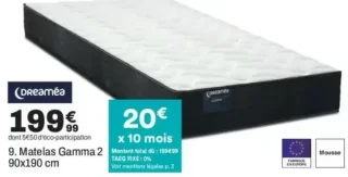 Matelas Gamma 2 Dreaméa 90x190 cm