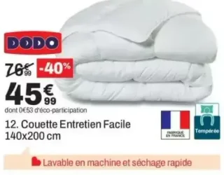 Couette Entretien Facile 140x200 cm Dodo