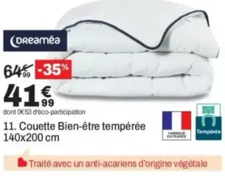 Couette Bien-être tempérée 140x200 cm Dreaméa