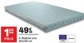 Matelas Uno 1er Prix 90x190 cm