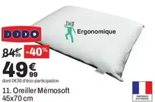 Oreiller Mémosoft 45x70 cm Dodo