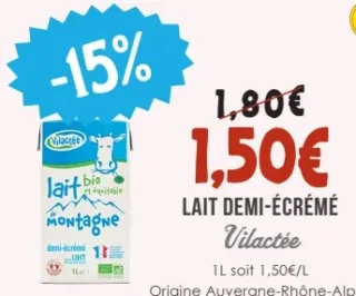 Lait Demi-Écrémé Vilactée