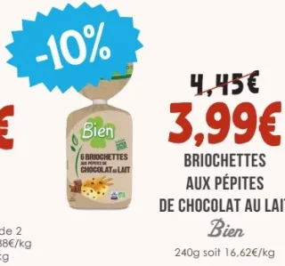 Bien Briochettes aux pépites de chocolat au lait