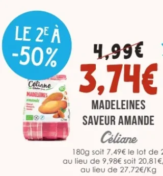 Céliane Madeleines Saveur Amande