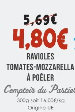 Ravioles tomates-mozzarella à poêler Comptoir du Pastier