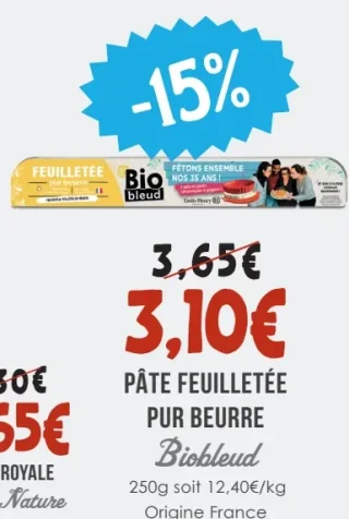 Pâte feuilletée pur beurre Biobleud