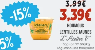 Houmous lentilles jaunes L'Atelier V*
