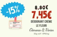 Déodorant crème le fleuri Clémence & Vivien