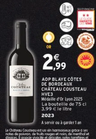 AOP BLAYE CÔTES DE BORDEAUX CHÂTEAU COUSTEAU HVE3
