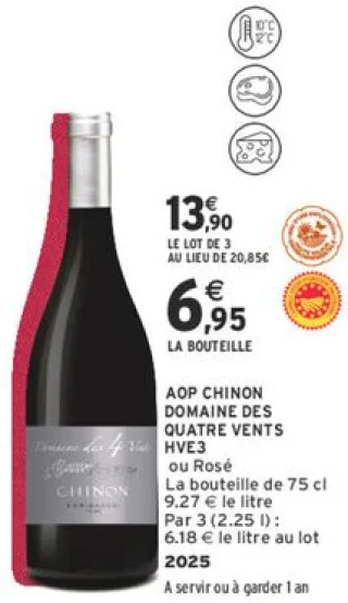AOP CHINON DOMAINE DES QUATRE VENTS HVE3 ou Rosé