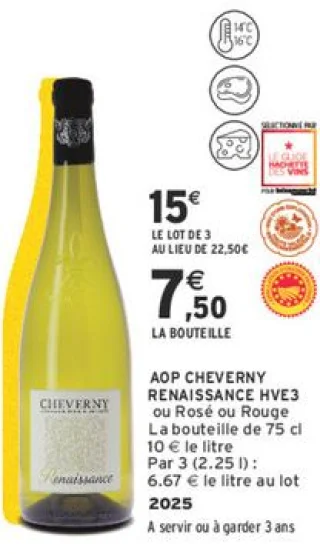 AOP CHEVERNY RENAISSANCE HVE3 ou Rosé ou Rouge