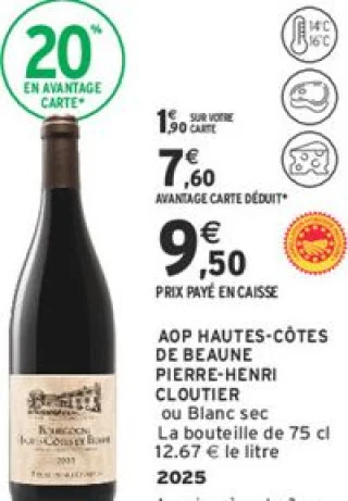 AOP Hautes-Côtes de Beaune Pierre-Henri Cloutier ou Blanc sec