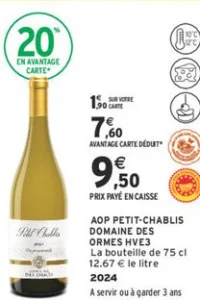 AOP Petit-Chablis Domaine des Ormes HVE3