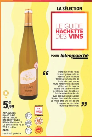 AOP ALSACE PINOT GRIS DÉGUSTATION DAGOBERT HVE3