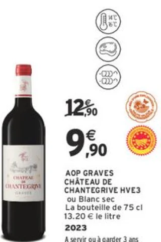 AOP GRAVES CHÂTEAU DE CHANTEGRIVE HVE3 ou Blanc sec 2023