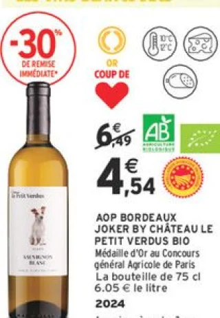 AOP BORDEAUX JOKER BY CHÂTEAU LE PETIT VERDUS BIO 2024