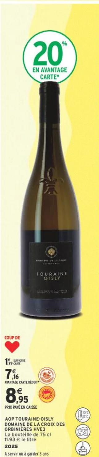 AOP Touraine-Oisly Domaine de la Croix des Orbinieres HVE3
