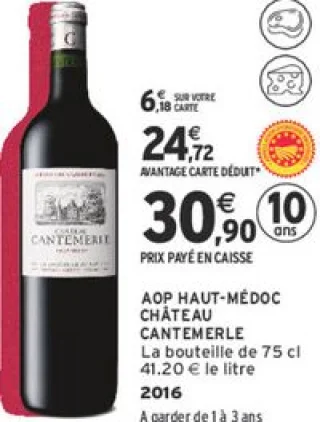 AOP HAUT-MÉDOC CHÂTEAU CANTEMERLE 2016