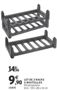 Lot de 3 racks à bouteilles Polypropylène