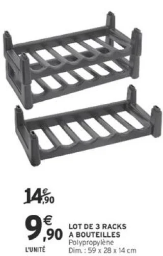 Lot de 3 racks à bouteilles Polypropylène