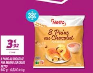 8 pains au chocolat pur beurre surgelés 