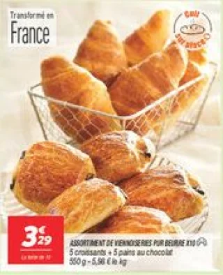 Assortiment de viennoiseries pur beurre x10