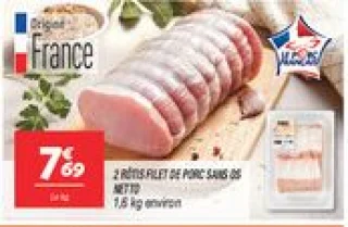 2 rôtis filet de porc sans os 