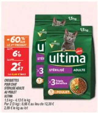 Croquettes pour chat stérilisé adulte au poulet